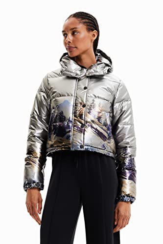 Desigual Damski wyściełany krótki płaszcz, Czarny, M