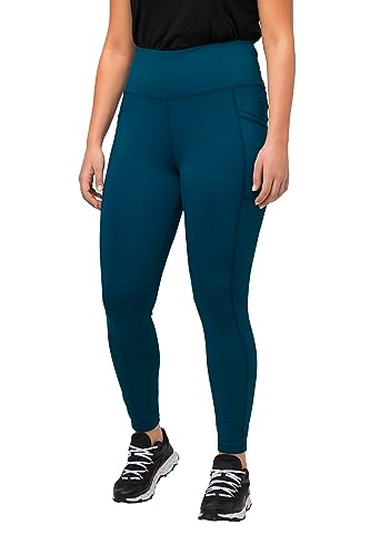 Ulla Popken Damskie legginsy sportowe, szybkoschnące, bardzo elastyczne legginsy, ciemny benzynowy, 62-64 duże rozmiary