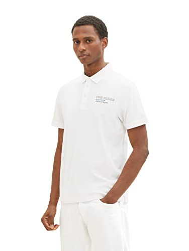 TOM TAILOR Męska koszulka polo, 1036414, biała, XL, 10332 – Off White, XL