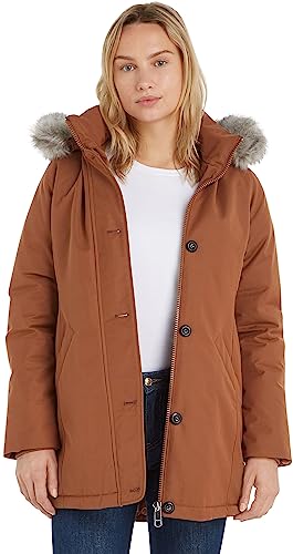 Tommy Hilfiger Parka damska wyściełana futrem, Naturalny koniak, XXS