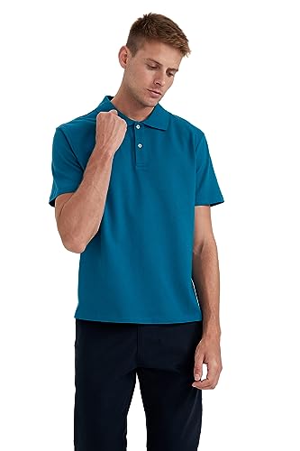 DeFacto Męska koszulka polo Basic – klasyczna koszulka dla mężczyzn, ciemnozielony, XL