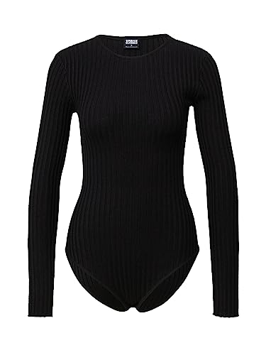 Urban Classics Damska koszulka z długim rękawem z dzianiny prążkowanej, Czarny, XL