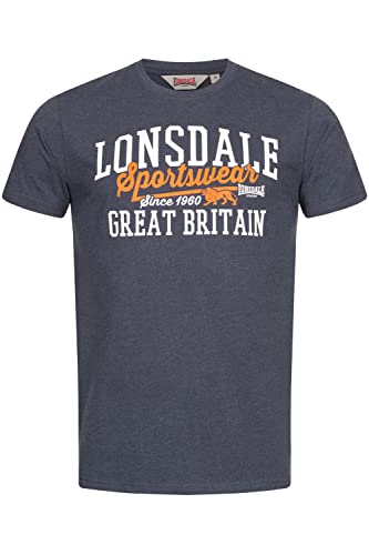 Lonsdale Dervaig T-shirt męski, Marl Navy/Orange/White, M