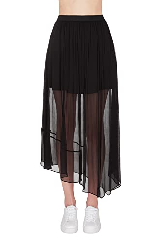 Armani Exchange Damska opaska na talię, elastyczna taśma z logo Asimetric Cut, See Through Skirt, czarny, XL