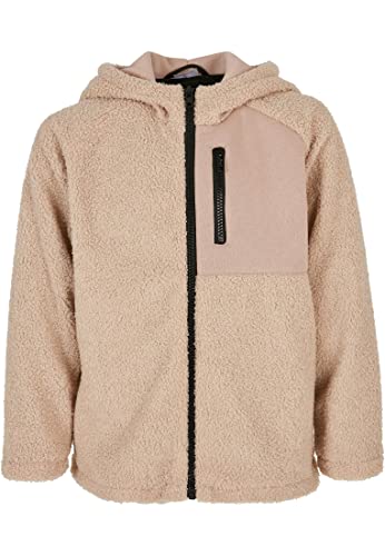 Urban Classics Boy's Boys Hooded Sherpa Zip Jacket kurtka, ciemny piasek, 158/164, Darksand, 158-164