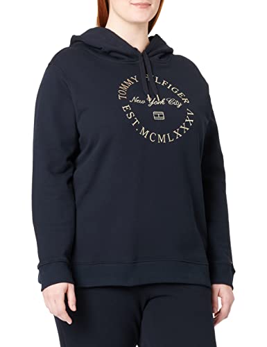 Tommy Hilfiger Damska bluza z kapturem CRV Reg, metaliczna okrągła bluza z kapturem, pustynne niebo, 50, Pustynne niebo