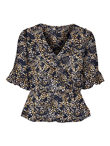VERO MODA Women's VMDORA Kaya 2/4 WRAP WVN GA Top, Navy Blazer/AOP:Dora, XS, Granatowy blezer/Aop:dora, XS