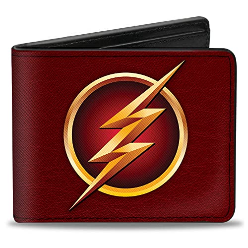 Buckle-Down - Dwustronny portfel - zapinany na zamek portfel PU Bifold - logo Flash 5 burgundowe/złote męskie