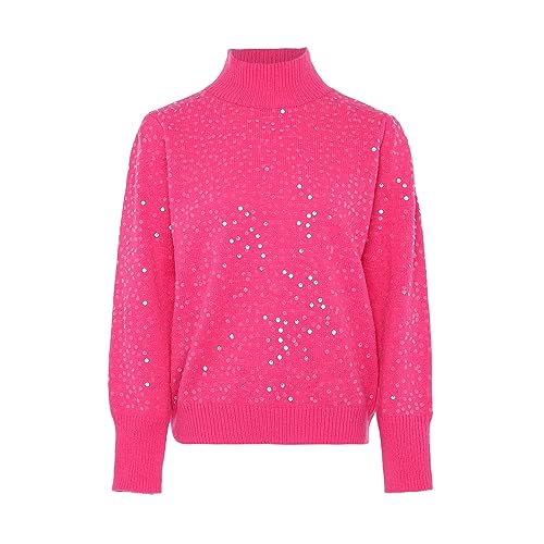Nascita Damski cienki top z dzianiny ze stójką i cekinami z poliestru, różowy, rozmiar XS/S, Rosa, XS