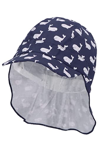 Sterntaler Unisex dziecięca czapka z daszkiem ochrona karku, wieloryb, czapka dziecięca, niebieska, normalna, niebieski, 47