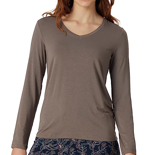 Schiesser Damska koszula do spania z długim rękawem mieszanka modalu + relaks, taupe, 36, Taupe, 36