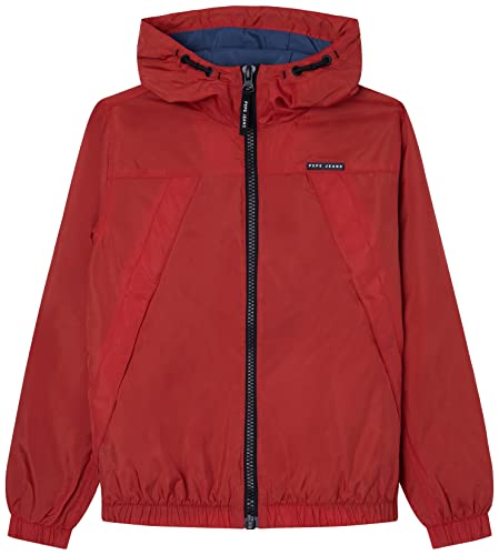 Pepe Jeans Chłopięca bluza z kapturem Damian Windreaker, Czerwony (Studio Red), 8 Lat