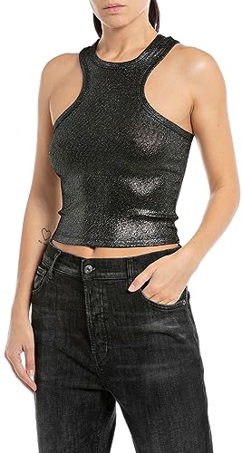 Replay Damski top slim fit, 030 Black, XS