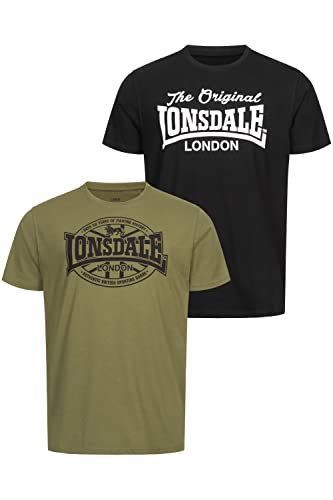 Lonsdale Morham T-Shirt męski, czarny/oliwka, L 117432