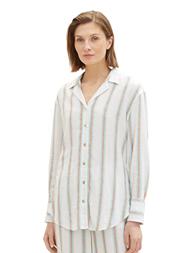 TOM TAILOR Damska 1036704 bluzka, 31948-Offwhite Brown pionowe paski, 34, 31948 – Offwhite Brown pionowe paski