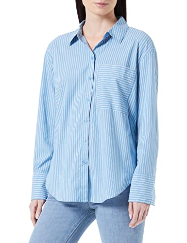 TOM TAILOR 1034784 Bluzka z kieszenią na piersi Kobiety, 30198 - Blue White Thin Stripe, 40