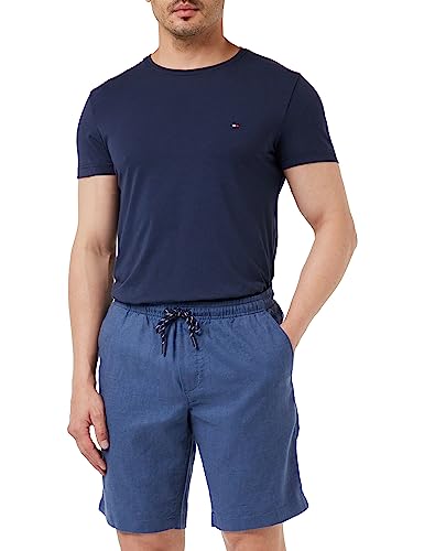 Tommy Hilfiger Męskie spodenki Harlem PO TECH Lniane Jednolite szorty, Morze Egejskie, 29 W, Morze Egejskie, 28W