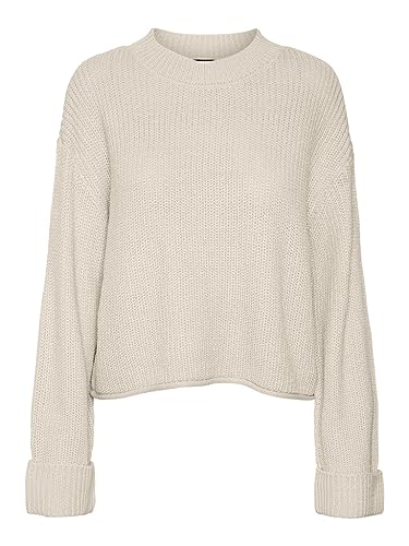 Bestseller A/S Damski sweter VMSAYLA FOLD LS O-Neck Boo, brzoza, M, Birch, M