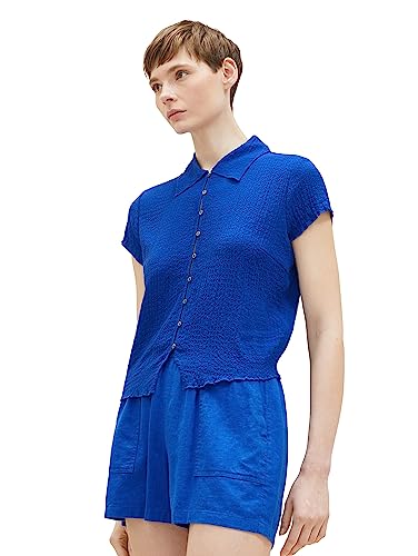 TOM TAILOR Denim Bluzka damska marszczona, 31684 - Jasny pomarańczowy mango, XXL