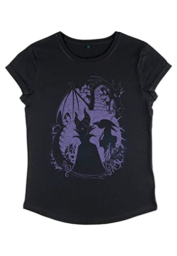 Disney Śpiąca Królewna - Organiczna koszulka damska z Rewelowanymi Rękawami, czarny, XL