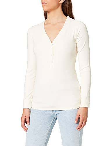 Scotch & Soda Damska koszula Classic Grandad z głębokim dekoltem w serek w kolorze Ecovero Blend Henley, Ecru 0003, L