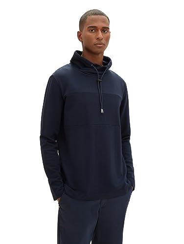 TOM TAILOR Koszulka męska z długim rękawem, 34195 – Navy Herringbone Structure, L