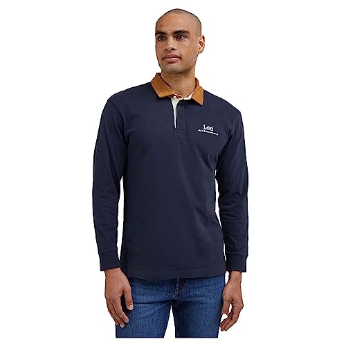 Lee Męska koszulka polo Ls Contrast Collar, czarny, XXL