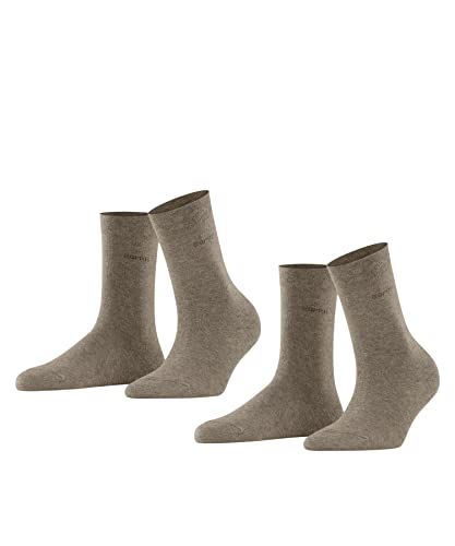 ESPRIT Kobiety Skarpety Basic Easy 2-Pack W SO Bawełna jednokolorowe 1 Para, Brązowy (Nutmeg Melange 5410), 39-42
