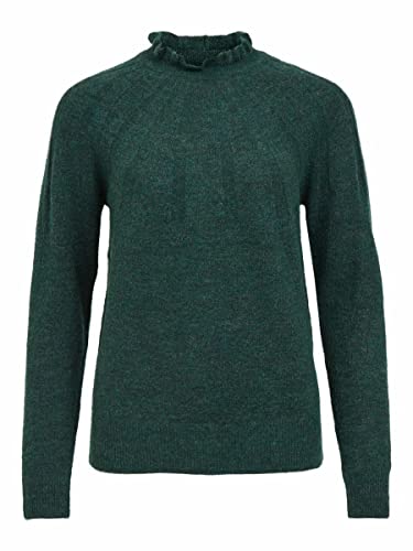Vila Sweter damski Vidua Crew Neck L/S Knit Top-Noos, Darkest Spruce/Szczegóły: melanż, M