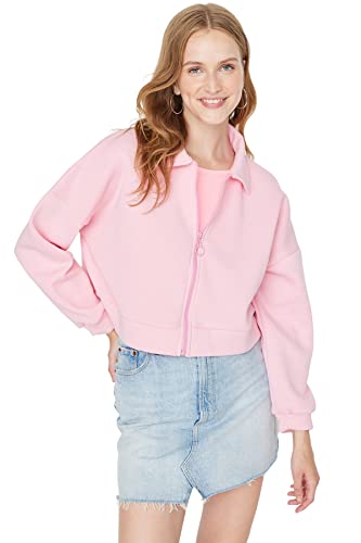 Trendyol Damska bluza polo, zwykła, regularna, różowy, S, różowy
