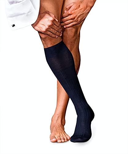 FALKE Mężczyźni Podkolanówki No. 2 M KH Najlepszy Kaszmir długie jednokolorowe 1 Para, Niebieski (Dark Navy 6370), 43-44