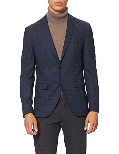 SELECTED HOMME BLACK Męska marynarka SLHSLIM-MYLOBILL DKBLU GR CHK BLZ B NOOS, ciemnoniebieska/kratka: szara, 94, Ciemnoniebieski/kratki: szary, 56