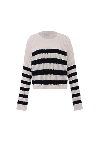 Libbi Damski sweter w paski Wełna CZARNA XL/XXL, wełniany biały czarny, XL