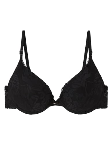 Wspaniały Biustonosz Push up Koronka Czarny, czarny, 90B