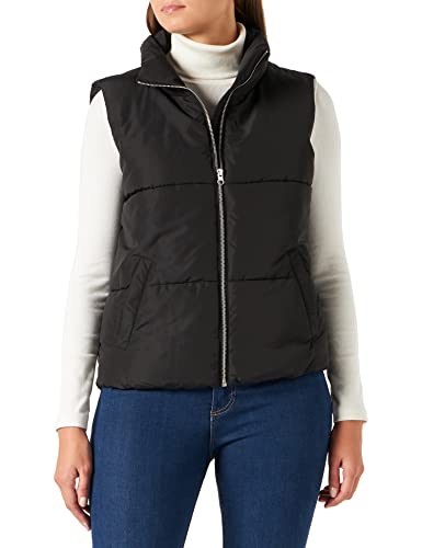 JDY Damska kamizelka Jdynewerica Short Waistcoat OTW Noos, Czarny/szczegóły: srebrny zamek błyskawiczny, S