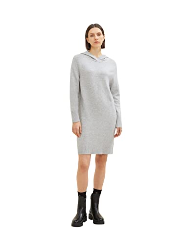 TOM TAILOR Damski Sukienka z dzianiny z kapturem 1034810, 30282 - Concrete Grey Melange, 46