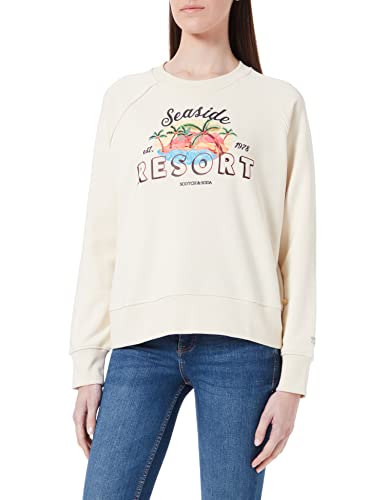 Scotch & Soda Maison damska bluza Relaxed-Fit Raglan Crew-Neck Sweat with Artwork, Vanilla 3225, S