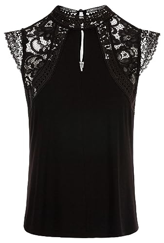 Morgan Koszulka damska Empiècement Dentelle Dsin T-shirt, Czarny (Noir Noir), M