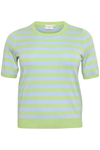 Kaffe Curve Kcmaji Krótkie rękawy dzianina sweter damski, Jade Lime/Windsurfer Stripe, L/du?y rozmiar