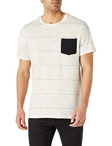 Koton Męski T-shirt w paski, Biały design (05u), M