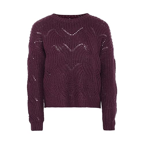 Jalene Damski sweter z dzianiny Twist, wygięty, falowany, ciemnofioletowy, w kratkę, rozmiar M/L, ciemnoliliowy, M