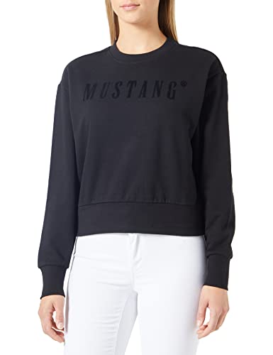 MUSTANG Damska bluza z nadrukiem logo Bea C, Black 4142, XL, Black 4142, XL