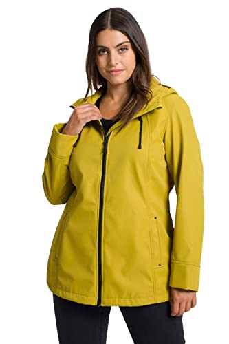 Ulla Popken Damska kurtka funkcyjna, softshell, kurtka hydrofobowa, żółty, 42-44 duże rozmiary