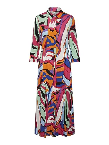 YAS Damska sukienka Yassavanna Long Shirt Dress S. Noos, fuksja fioletowa/Aop: nadruk graficzny, M