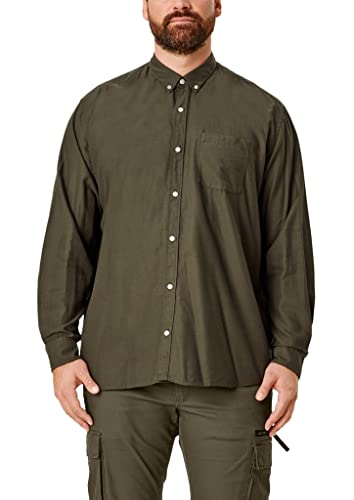 s.Oliver Big Size Męska koszula z długim rękawem koszula rekreacyjna, khaki/oliwkowy, 3XL