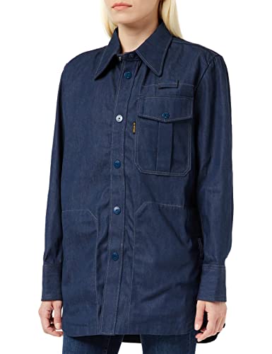 G-STAR RAW Damska koszulka Naval Collar Overshirt 2.0, Niebieski (Raw Denim C970-001), XS