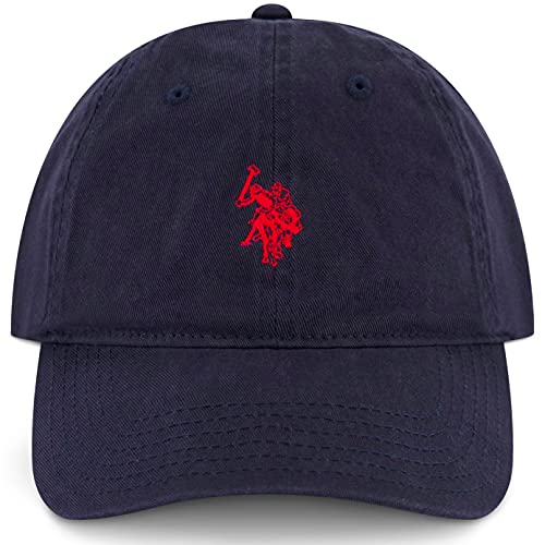 U.S. POLO ASSN. Męska czapka baseballowa Us Assn z bawełny, regulowana, zakrzywione rondo, z wyszywanym logo małego kucyka, niebieski morski, jeden rozmiar