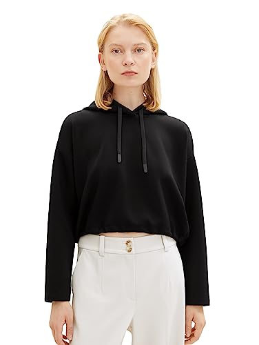 TOM TAILOR Denim Damska bluza z kapturem Basic, 14482-Deep Black, L