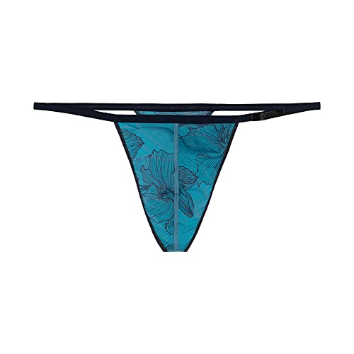 Hom String Fano Plume Majtki Stringi Mężczyźni, Odciski Grosses Fleurs Marine/Bleu, XXL