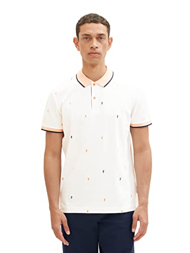 TOM TAILOR Męska koszulka polo 1036439, 31844-Off White Scattered Design, S, 31844 – Off White Scattered Design, S